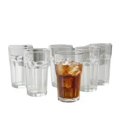 GENERICO - Set 6 Vaso Alto de Vidrio 400ml Vasos para Bebidas Frías