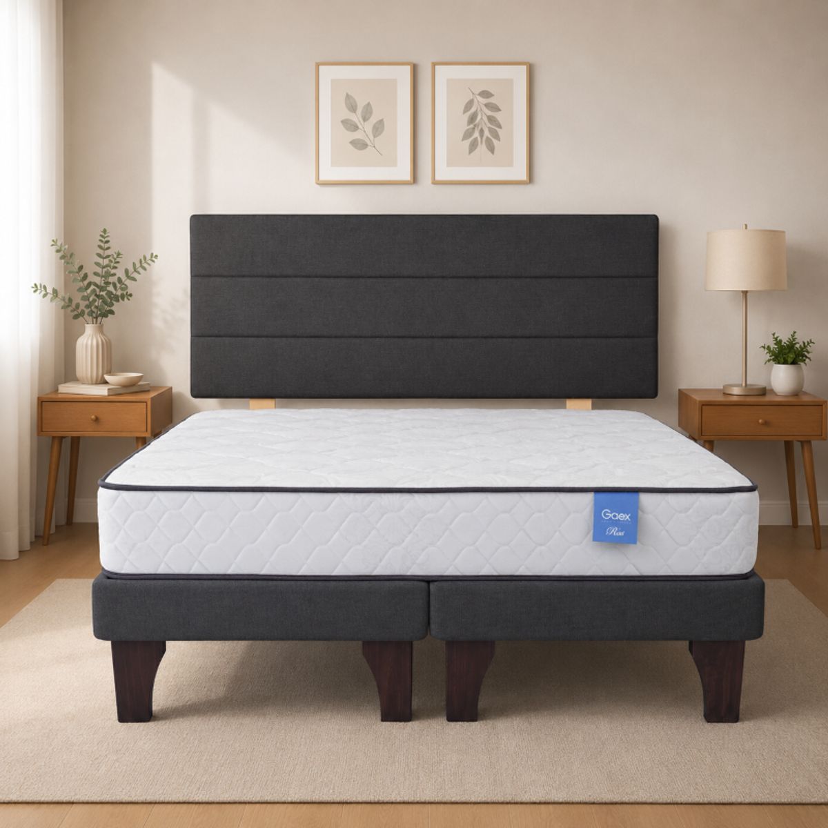 GAEX - Cama Europea 2 Plazas 190 Rest Respaldo Atacama