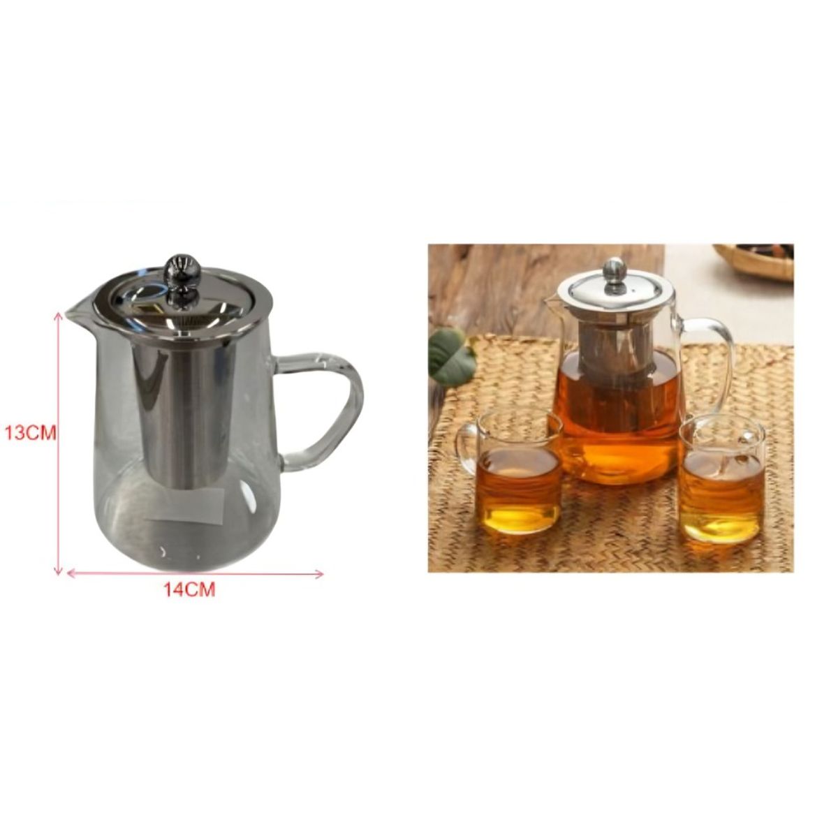 GENERICO - Tetera de Vidrio con Filtro 550 ml Jarra para Té con Infusor