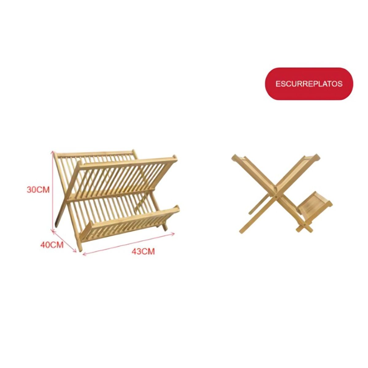 GENERICO - Escurreplatos de Madera Secador de Platos para Cocina