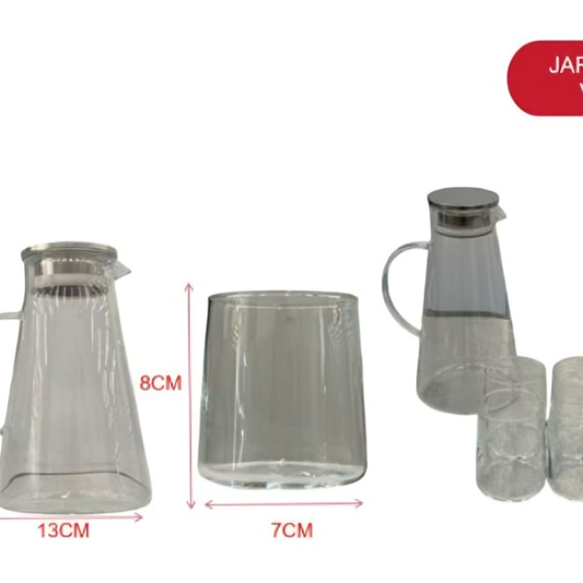 GENERICO - Jarra de Vidrio con Vasos Set de Jarra y Vasos para Agua, Jugos y Bebidas
