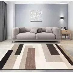 GENERICO - ALFOMBRA 180X200CM ANTIDESLIZANTE COLOR CAFE CON DISEÑO TETRIS MP
