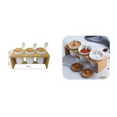 GENERICO - Set Tarros de Condimentos con Base y Cucharas Organizador de Especias