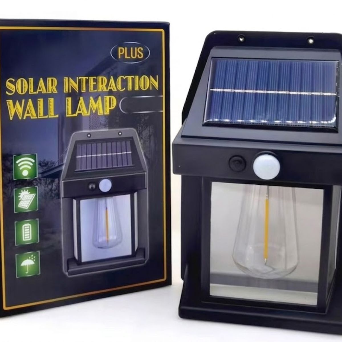 GENERICO - Farol de Pared 100% Solar con Sensor de Movimiento color Negro