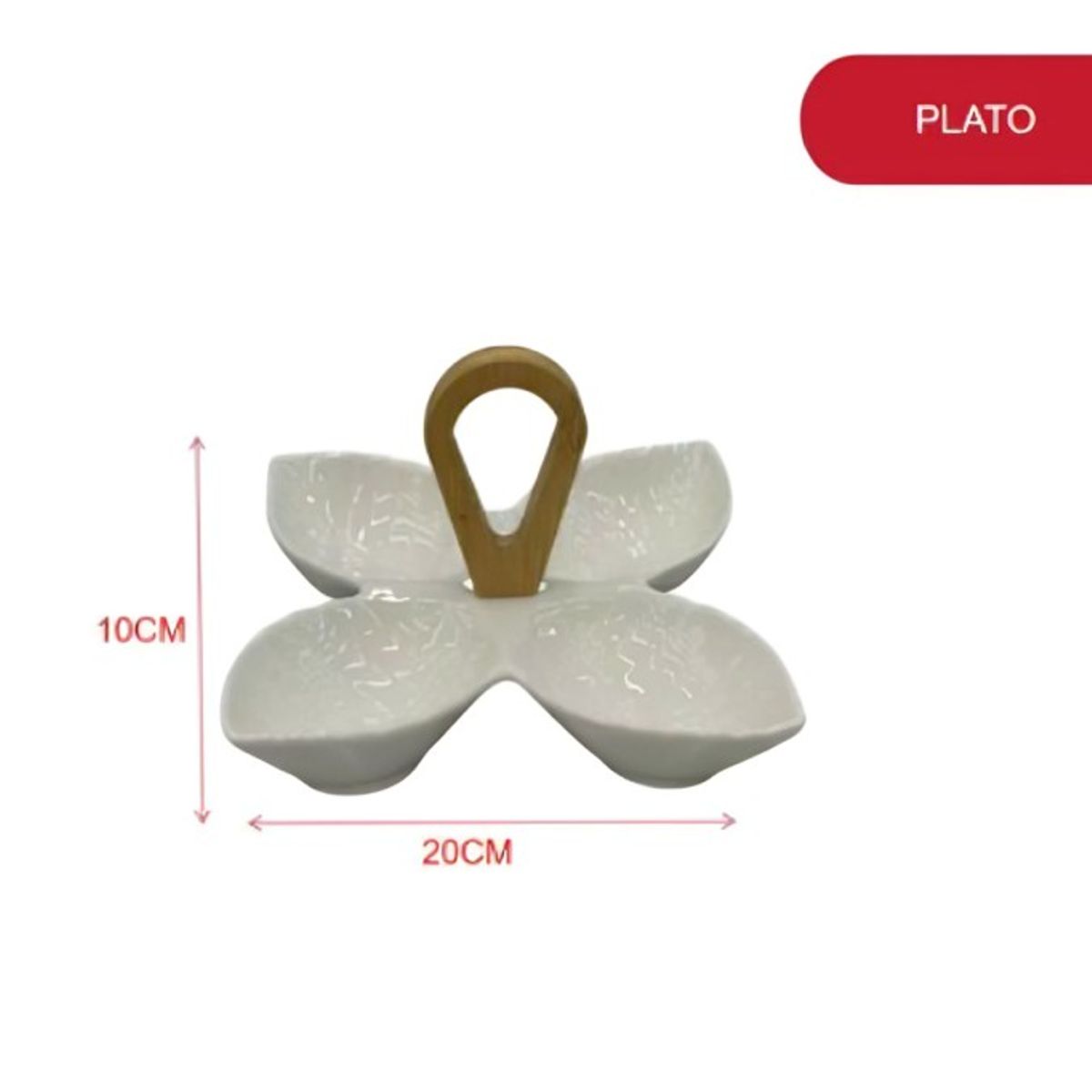 GENERICO - Plato Servidor con Divisiones y Mango - Bandeja para Snacks y Aperitivos