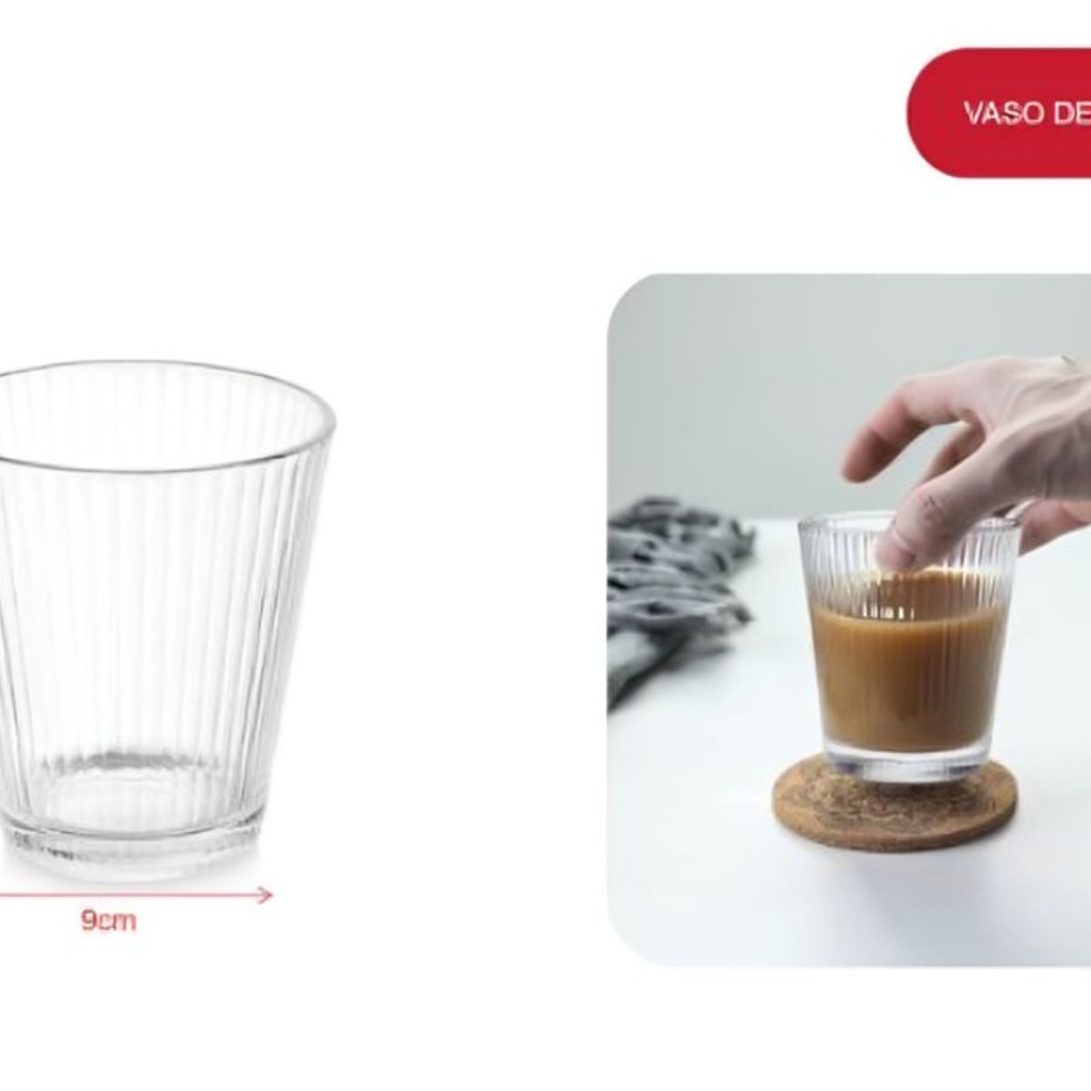GENERICO - Set 6 Vasos de Vidrio Transparente Vaso Clásico para Agua Café o Jugos