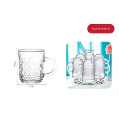 GENERICO - Set 6 Taza de Vidrio Texturizada con Asa para Café o Té