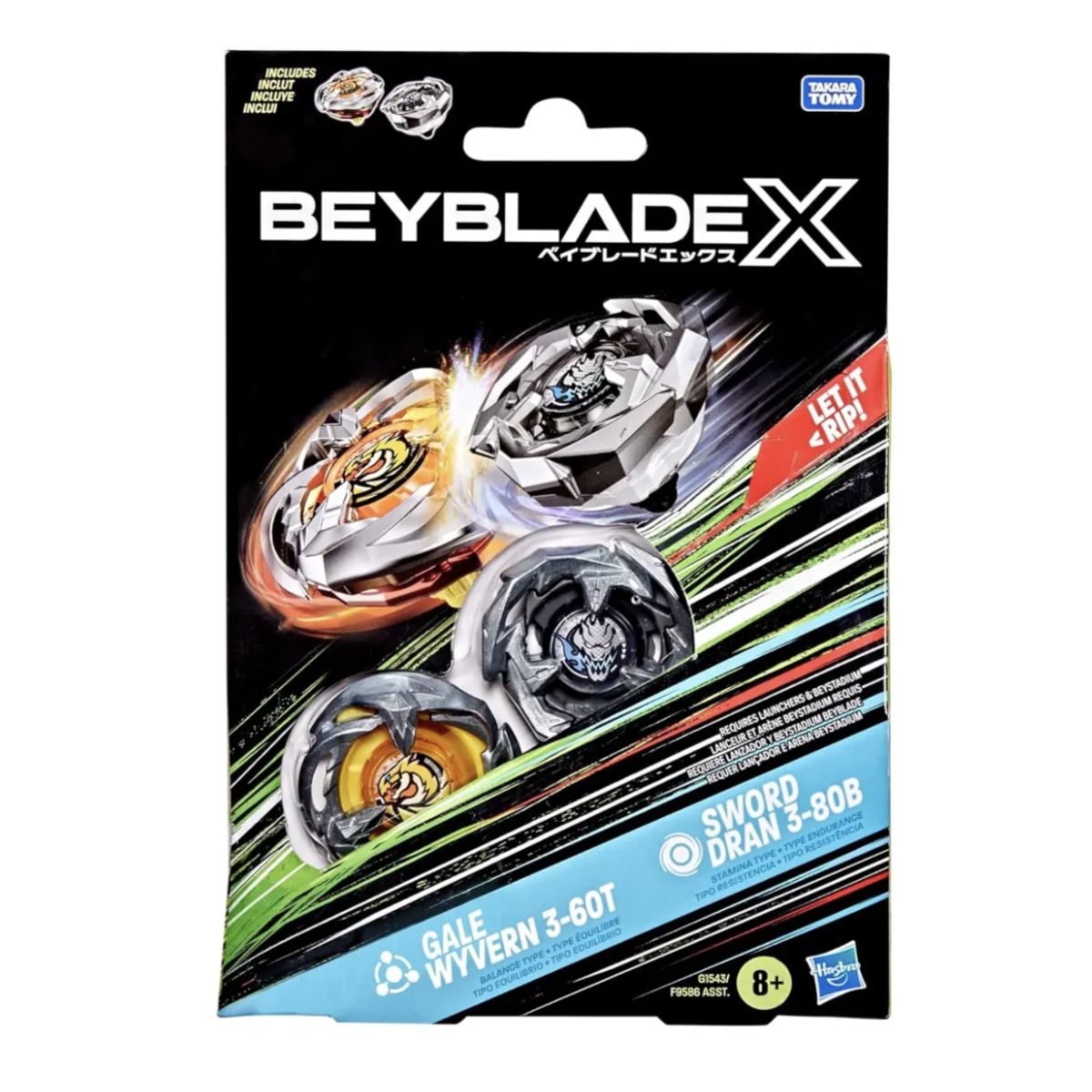 BEYBLADE - Beyblade X Gale Wyvern 3-60t & Sword Dran 3-80b Gris Dual