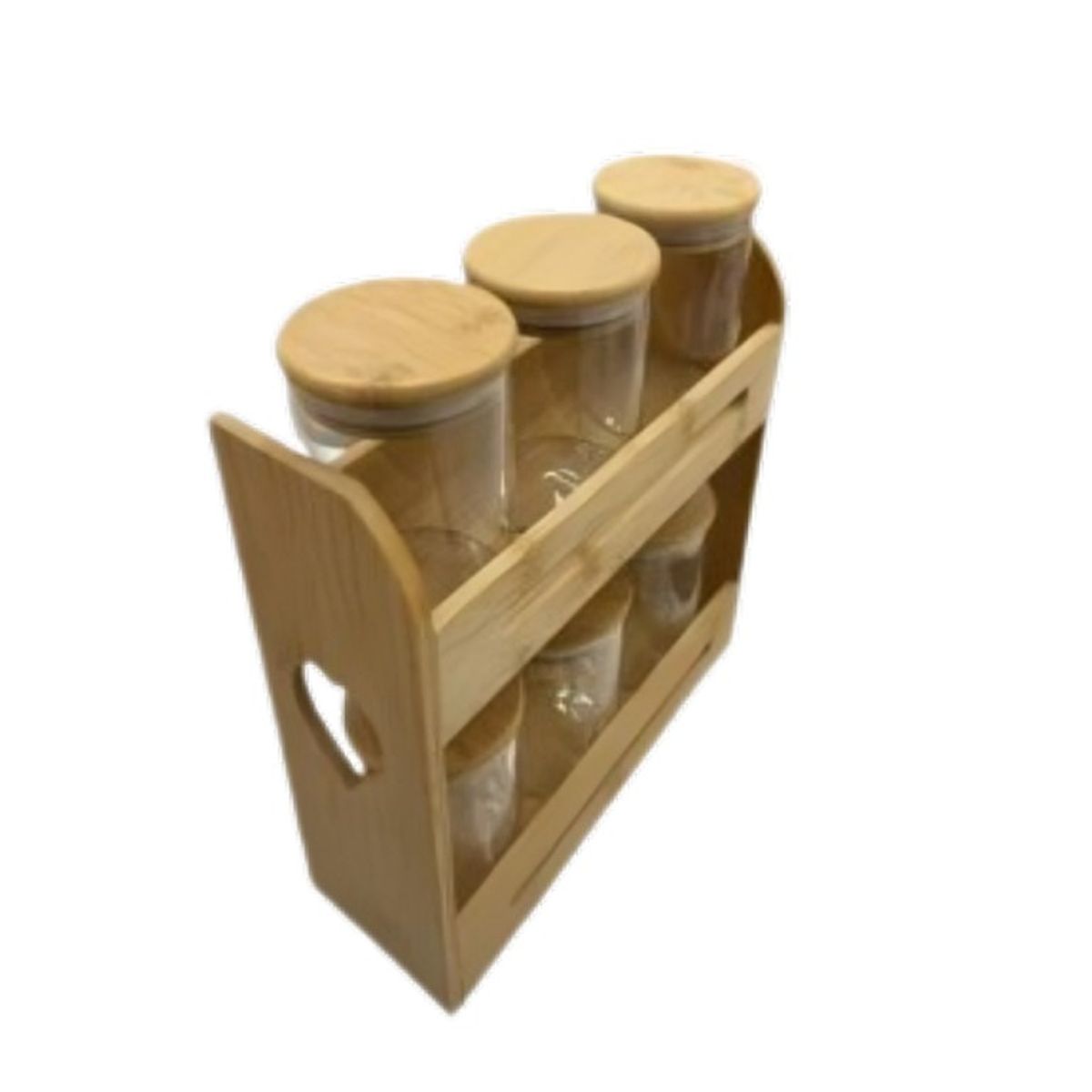 GENERICO - Set Condimentero de Vidrio con Base de Madera Organizador de Especias con Frascos