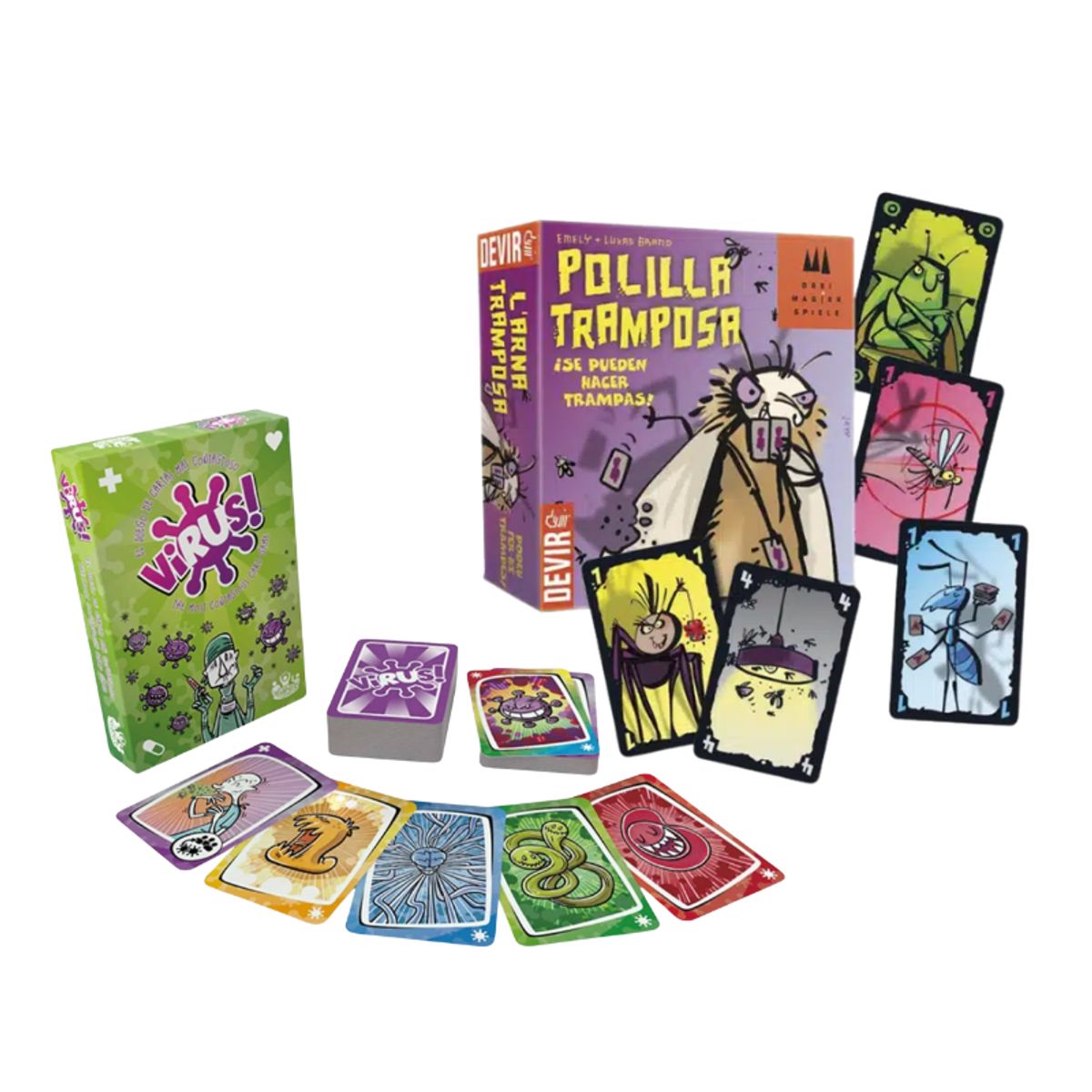 DEVIR - PACK JUEGOS DE MESA: VIRUS 1 + LA POLILLA TRAMPOSA (ESPAÑOL)
