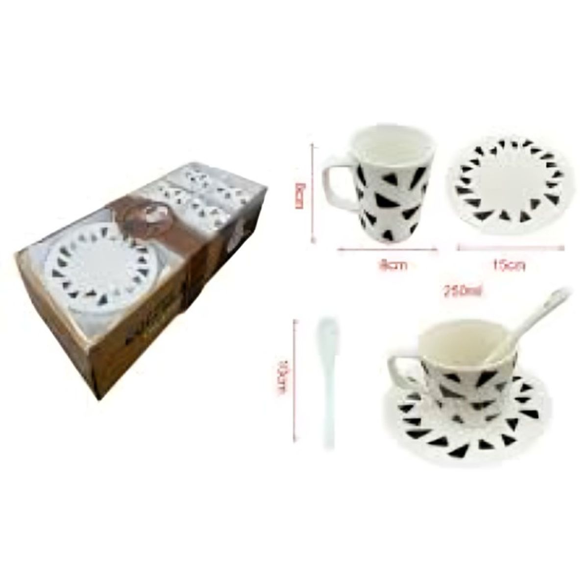 GENERICO - Set de Tazas y Platos 6 Piezas con Diseño Moderno