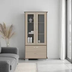 TUHOME - VITRINA 2 PUERTAS 2 CAJONES CLASSIC COLOR AVELLANA Y CARTAGENA 164,8X80,0X35,3 CM