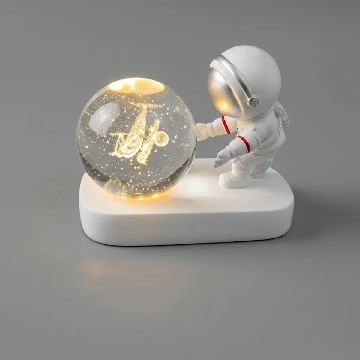 GENERICO - Lámpara de Noche de Astronauta con Esfera de Cristal 3D