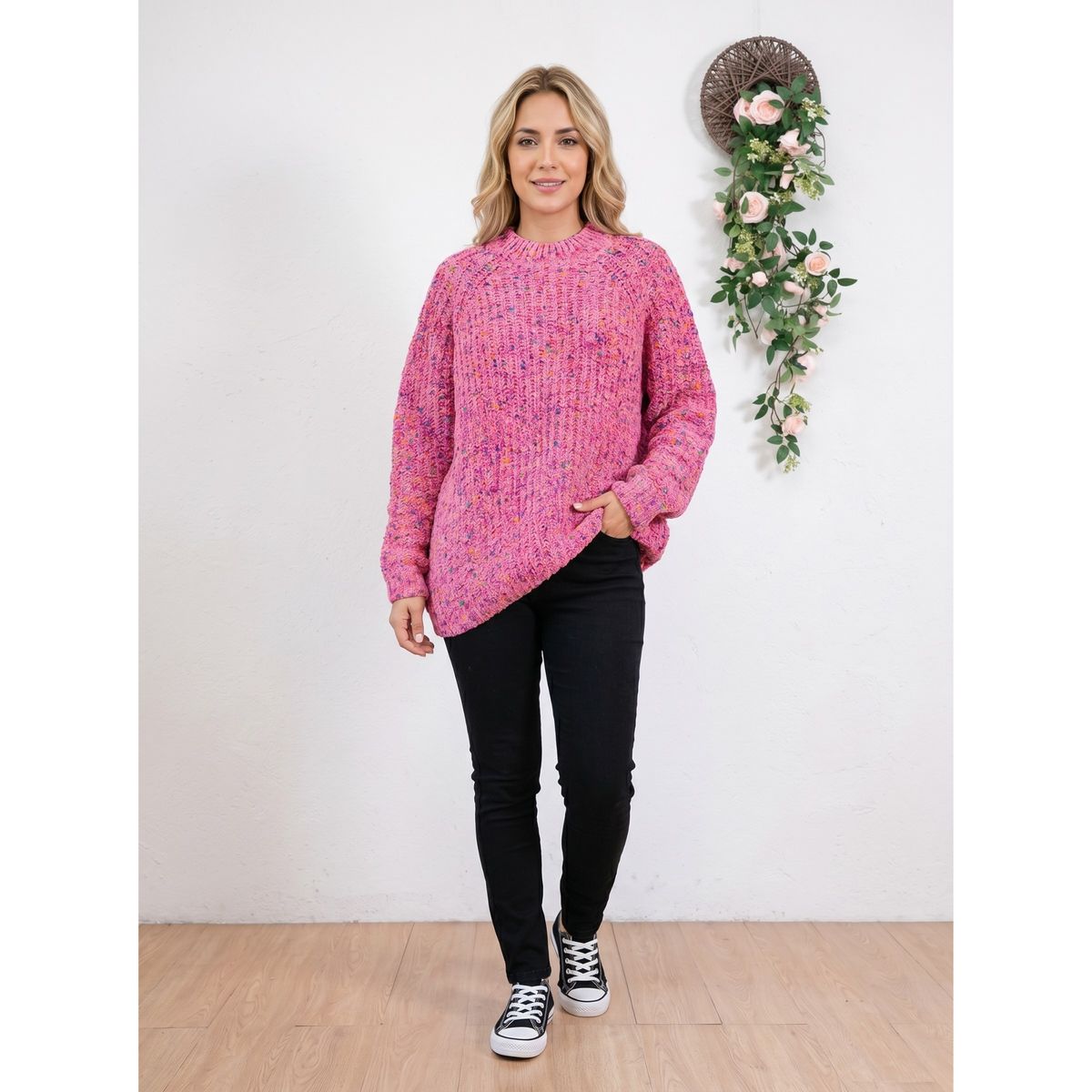LIKE SHOP - Sweater Lana Mujer Tejido Otoño Invierno Grueso Diseño Jaspeado 6869