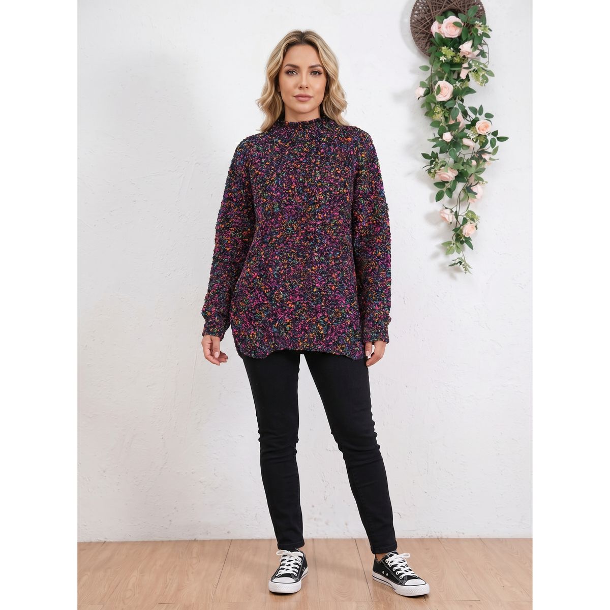 LIKE SHOP - Sweater Lana Mujer Tejido Otoño Invierno Grueso Diseño Jaspeado 6869
