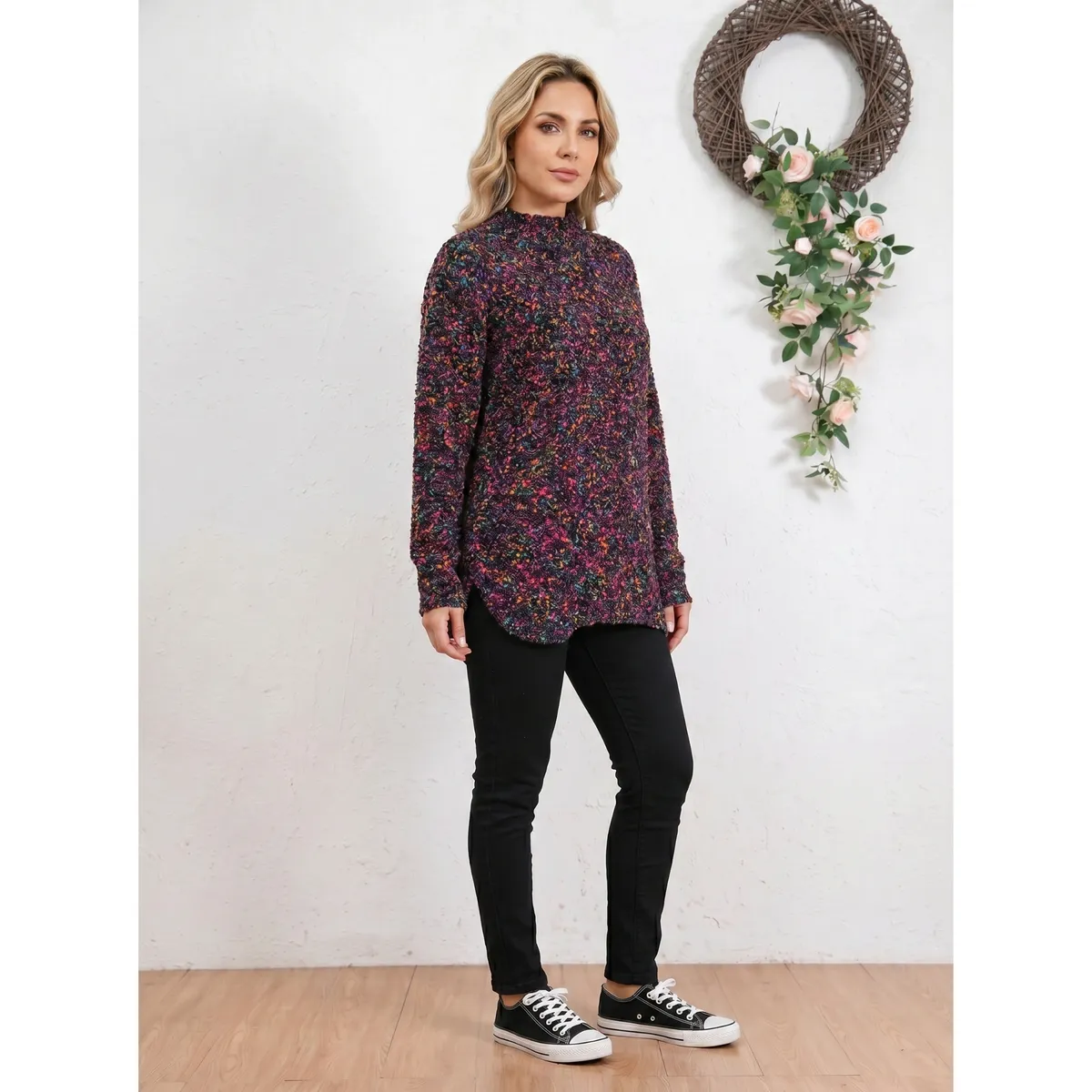 LIKE SHOP - Sweater Lana Mujer Tejido Otoño Invierno Grueso Diseño Jaspeado 6869