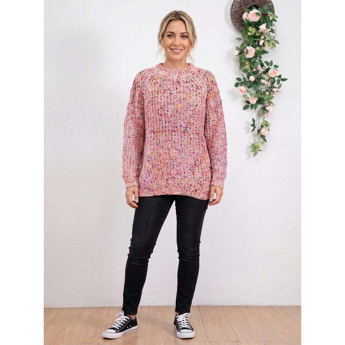 LIKE SHOP - Sweater Lana Mujer Tejido Otoño Invierno Grueso Diseño Jaspeado 6869