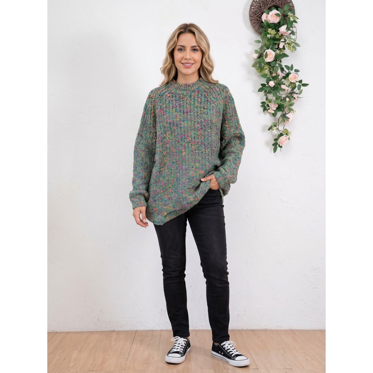 LIKE SHOP - Sweater Lana Mujer Tejido Otoño Invierno Grueso Diseño Jaspeado 6869