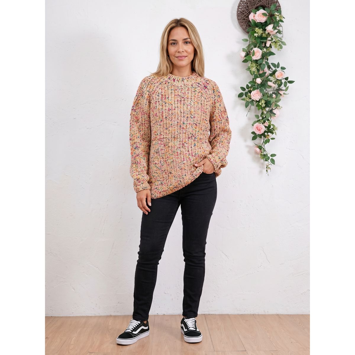 LIKE SHOP - Sweater Lana Mujer Tejido Otoño Invierno Grueso Diseño Jaspeado 6869