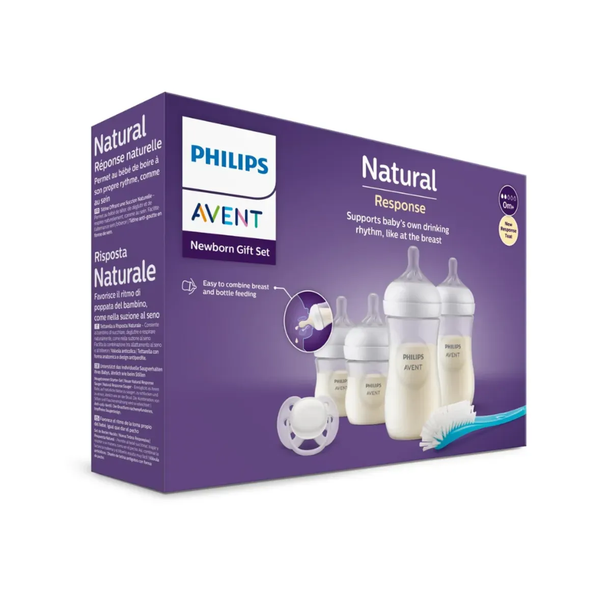 AVENT - Set Regalo Natural Response Philips Avent SCD83811 Mamaderas + Cepillo + Chupete