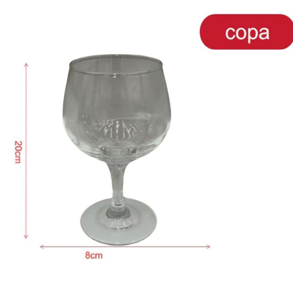 GENERICO - Set  6 Copa de Vidrio 300ml - Copa para Vino, Agua o Bebidas