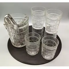 GENERICO - Set Hielera con Vasos de Vidrio Cubo de Hielo con Asa y Vasos