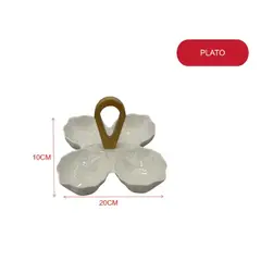 GENERICO - Plato Dividido con Mango Central Bandeja para Picoteo y Snacks