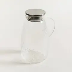 GENERICO - Jarra de Vidrio 22 cm con Tapa Jarra para Agua o Jugos