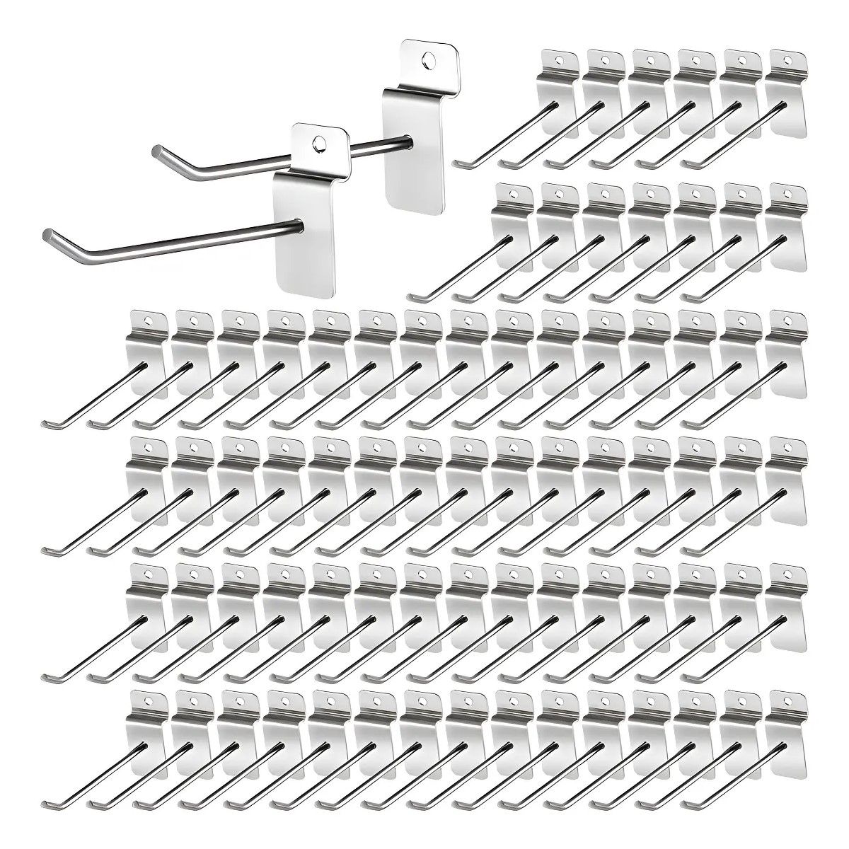 GENERICO - Set 100 Ganchos Panel Ranurado 15cm Metal Antióxido Garaje BELUG