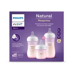 PHILIPS AVENT - Set 3 Mamaderas Natural Response Rosa SCD838/28