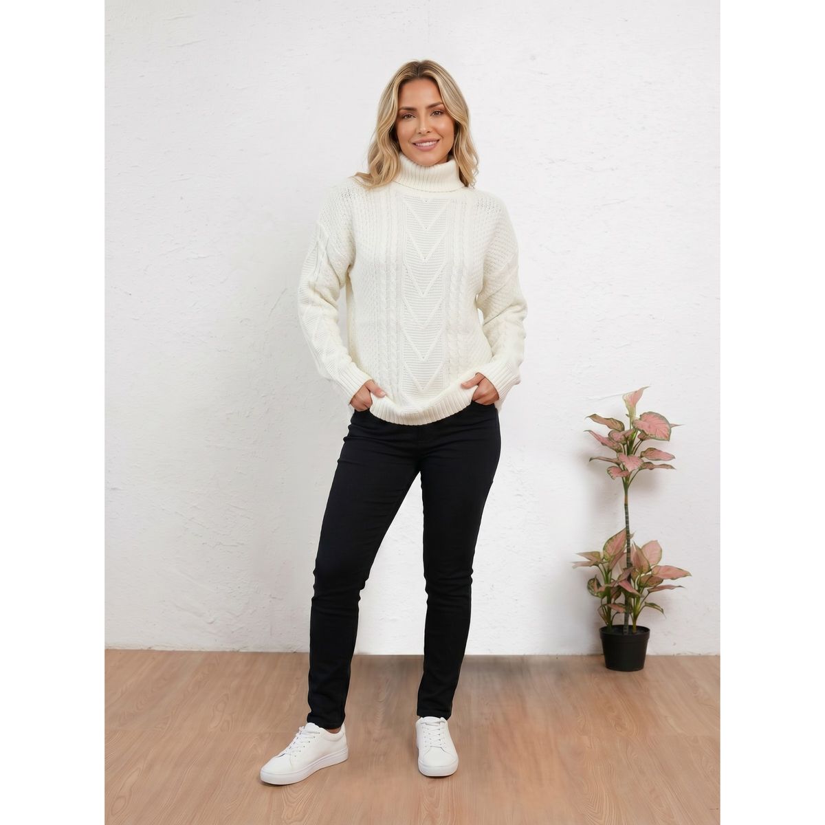 LIKE SHOP - Sweater Lana Mujer Tejido Otoño Invierno Cuello Beatle 6882
