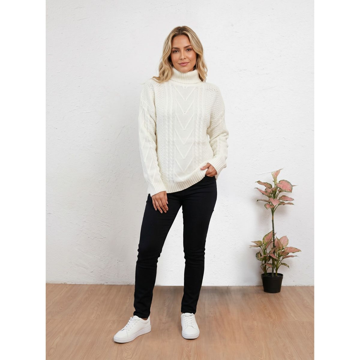 LIKE SHOP - Sweater Lana Mujer Tejido Otoño Invierno Cuello Beatle 6882