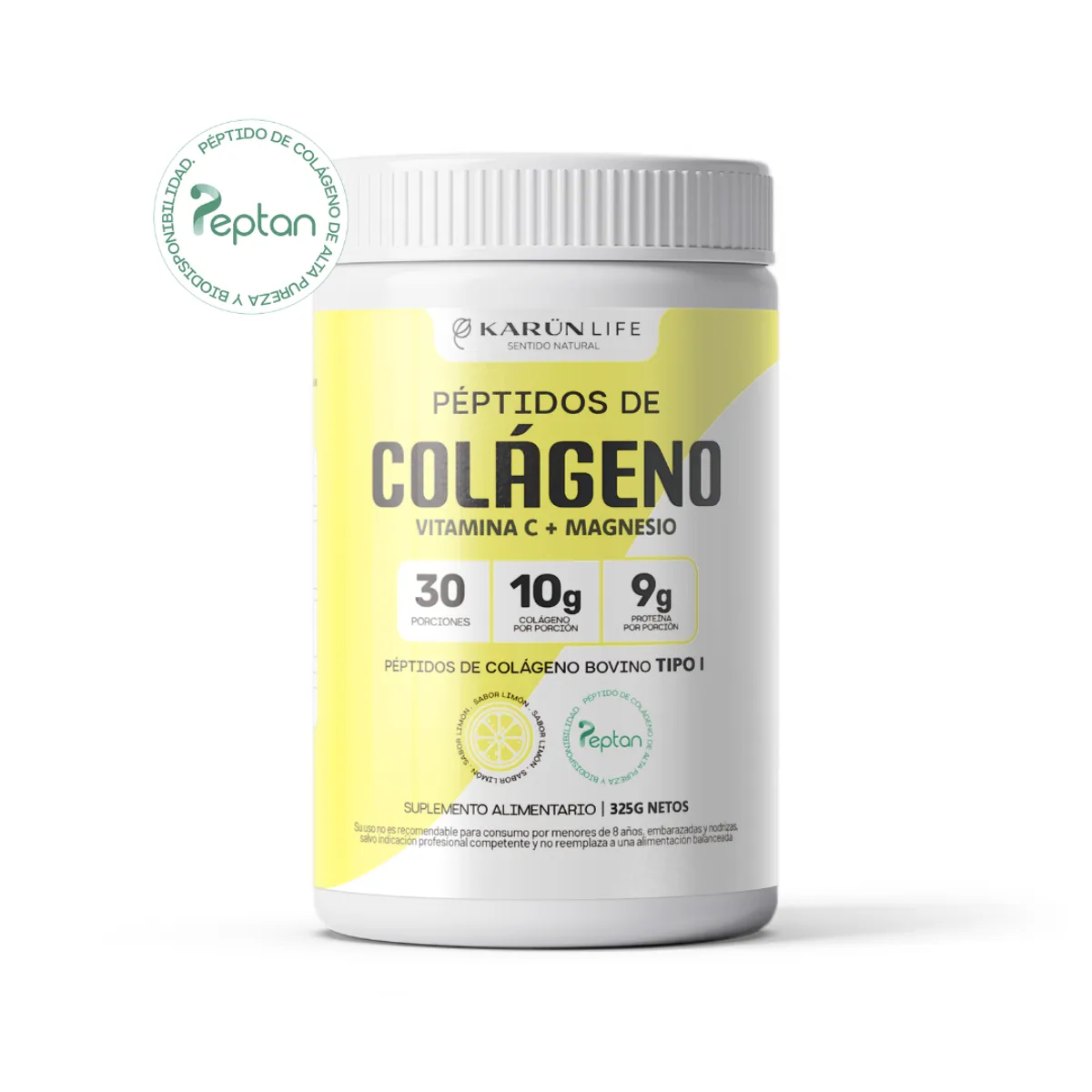 KARUNLIFE - Peptidos de Colageno + Biotina + Vitamina C + Magnesio en polvo sabor limón 325 g Karun Life