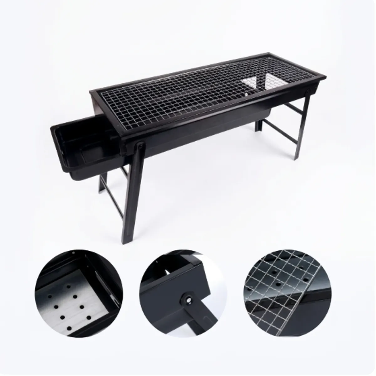 IRM - Parrilla BBQ Carbon Portatil Plegable TL-353 Acero Asado Camping Jardin Playa Hogar Exterior