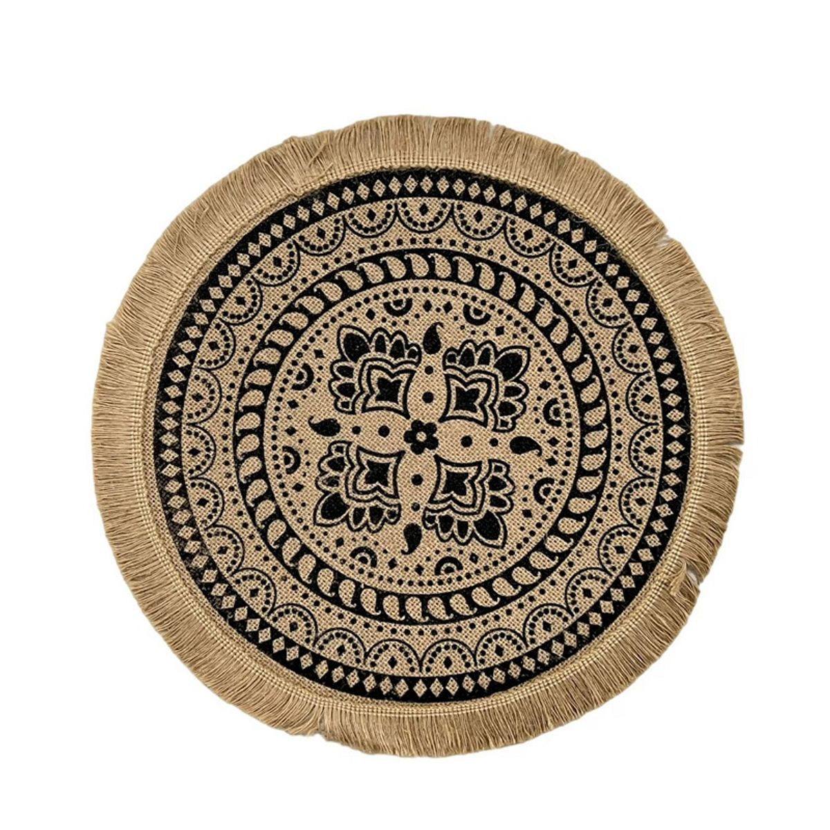 GENERICO - Individuales Manteles De Mesa con decoración Etnia, yute 38 cm