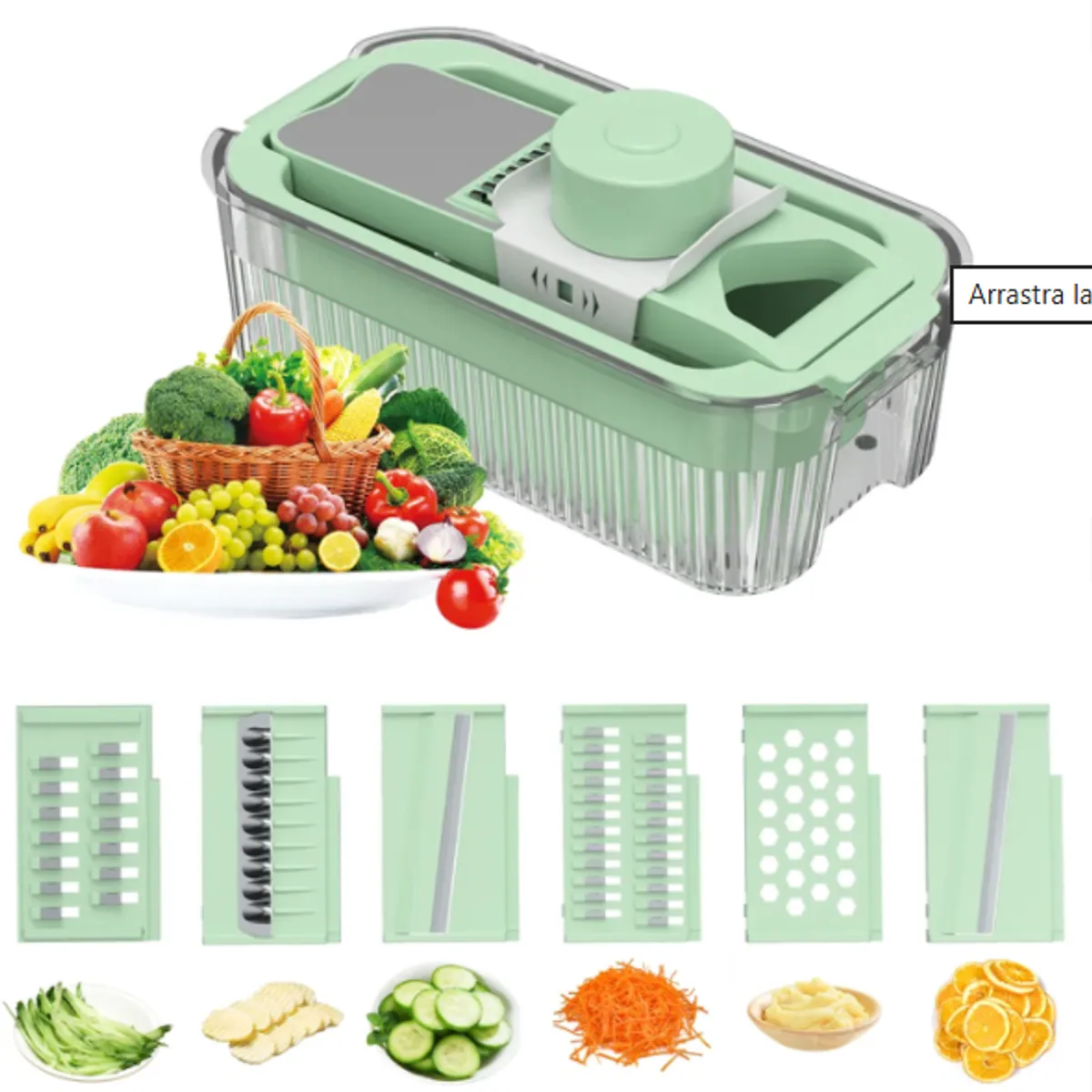 IRM - Cortador Verduras Multifuncional Manual Rallador Rebanador Juliana Zanahoria Papa Cocina Hogar