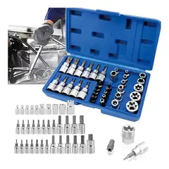 GENERICO - Juego Dados 34 Piezas 3/8 Torx Estrella Hembra Macho Mecanico