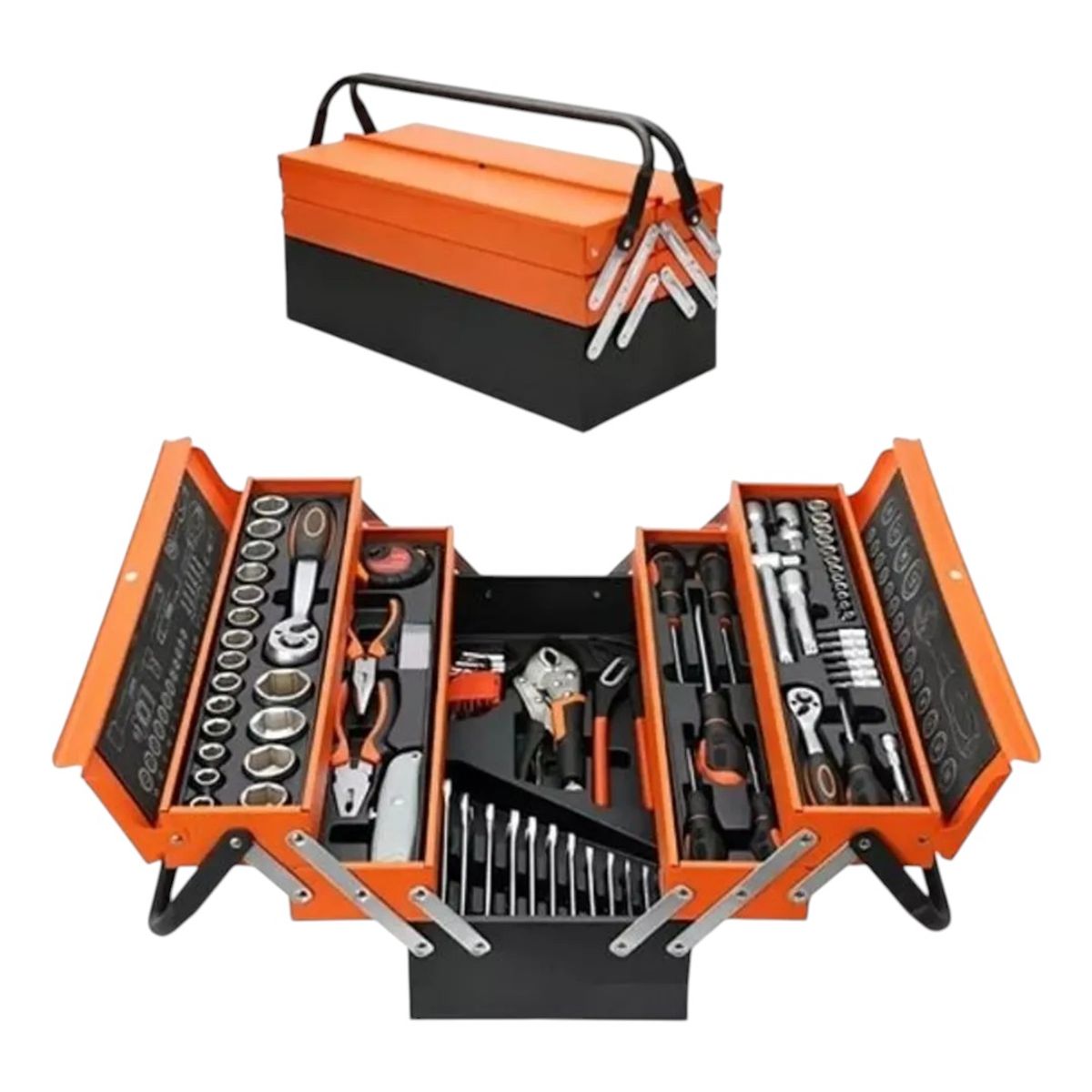 GENERICO - Caja Metálica Plegable Portátil Set 85 Pcs Herramientas