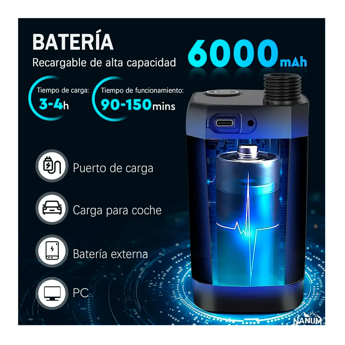 ESHOPANGIE - Ducha Portatil Camping 20l Recargable Con Pantalla Led