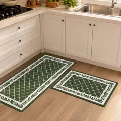 GENERICO - Set 2 Alfombras de Cocina Antideslizantes Diseño Verde