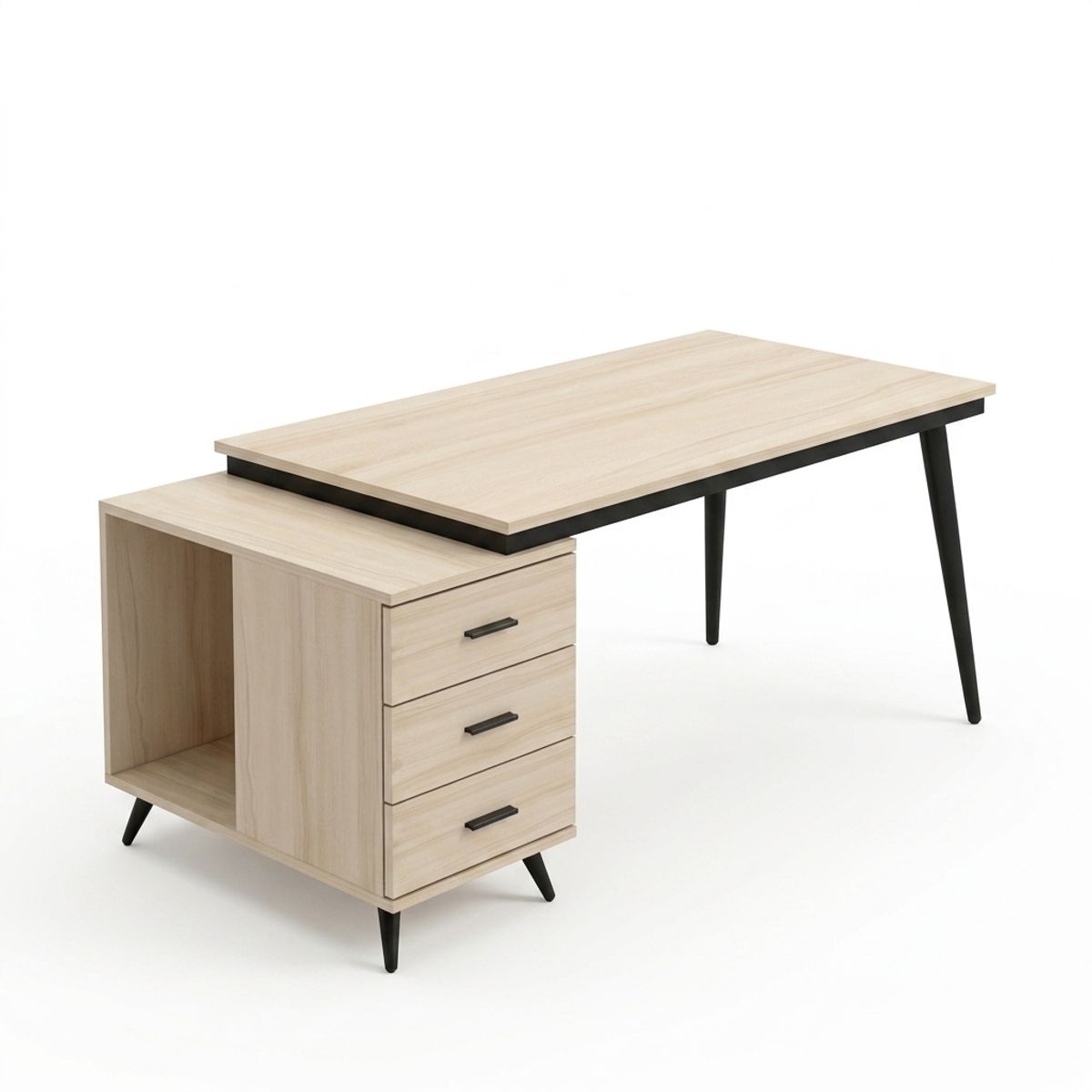 GENERICO - Escritorio Moderno En L Con Cajonera De 3 Cajones Y Espacio Para Cpu