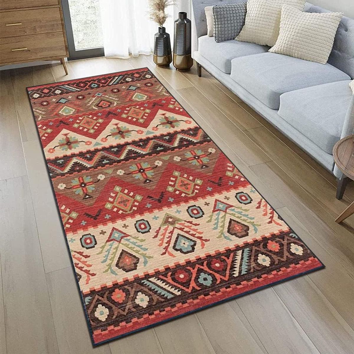 GENERICO - ALFOMBRA  200X240CM ANTIDESLIZANTE CON DISEÑO INDIGENA GEOMETRICA GS