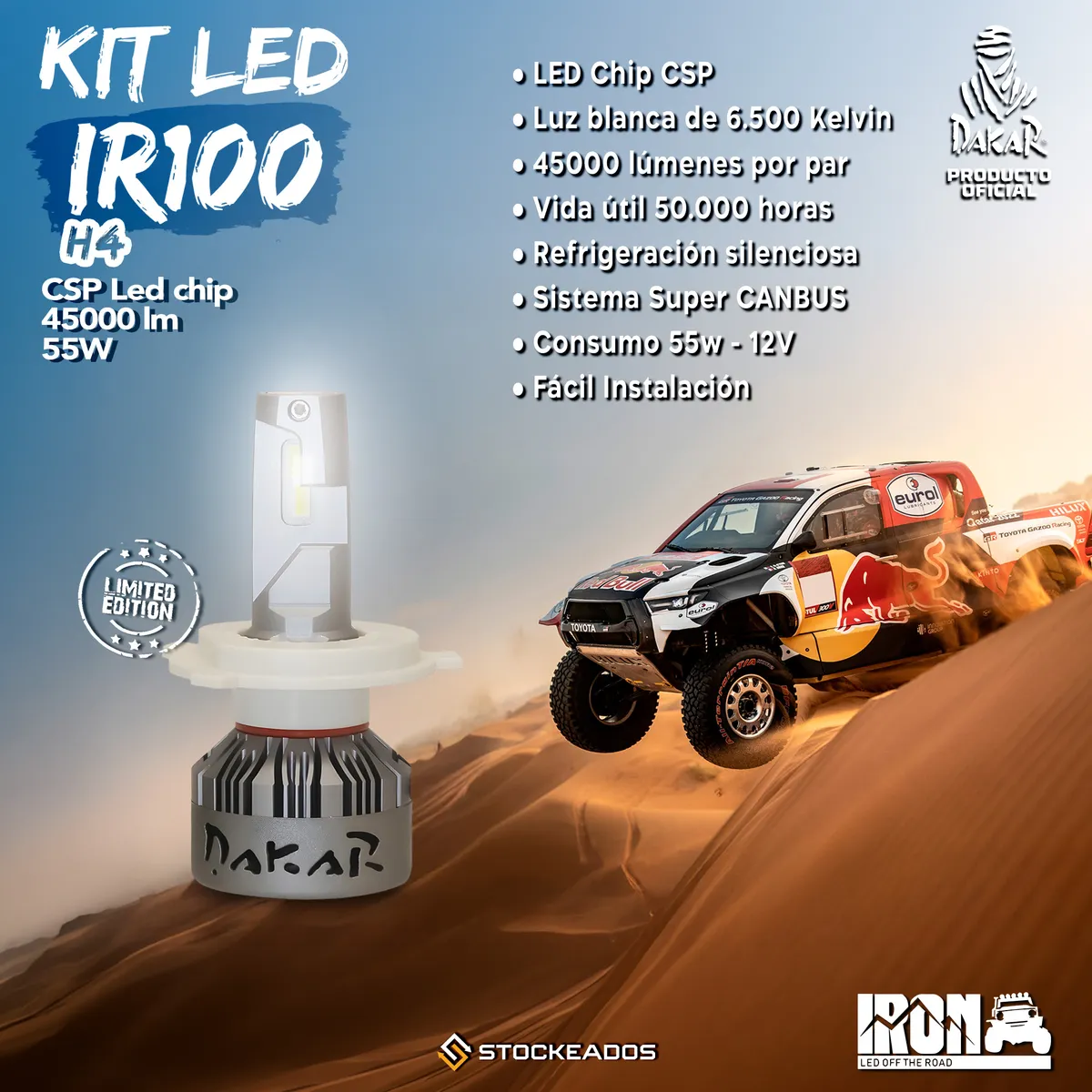 KOBO - Kit Turbo Led IR100 Dakar Conector H4 45000lm 55w
