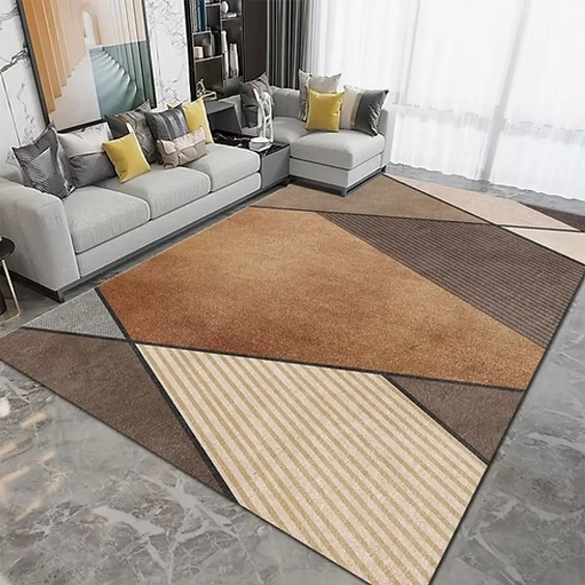 GENERICO - ALFOMBRA  200X240CM ANTIDESLIZANTE CON DISEÑO ABSTRACTO CAFE GS