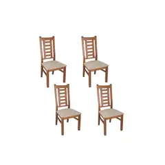 GENERICO - PACK 4 SILLAS PASCAL MADERA COLOR MIEL TAPIZ CAFE JASPEADO