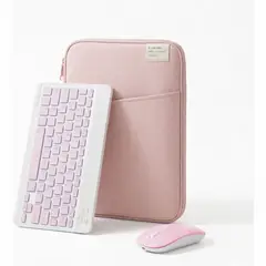 GENERICO - Kit Funda de Tablet 11 pulgadas más teclado y mouse inalámbrico color Rosa
