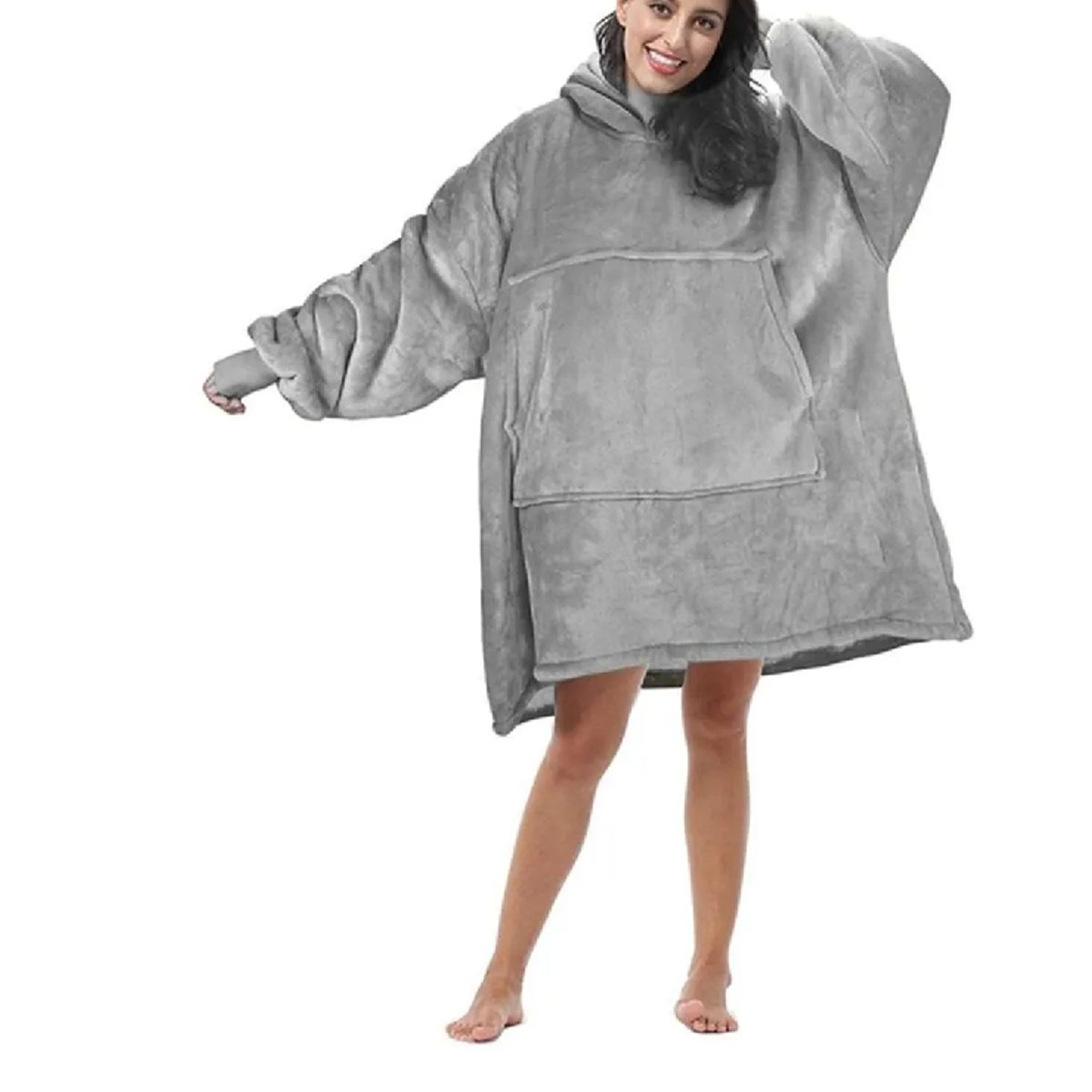MOVI - Polerón Sherpa Con Capucha Tipo Huggle, Talla Unica, AZUL. NEGRO, GRIS,