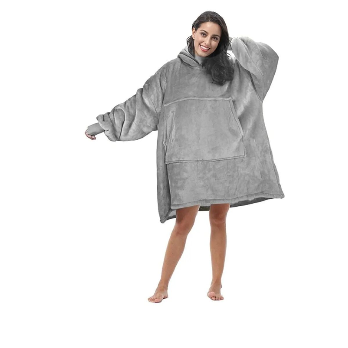 MOVI - Polerón Sherpa Con Capucha Tipo Huggle, Talla Unica, AZUL. NEGRO, GRIS,