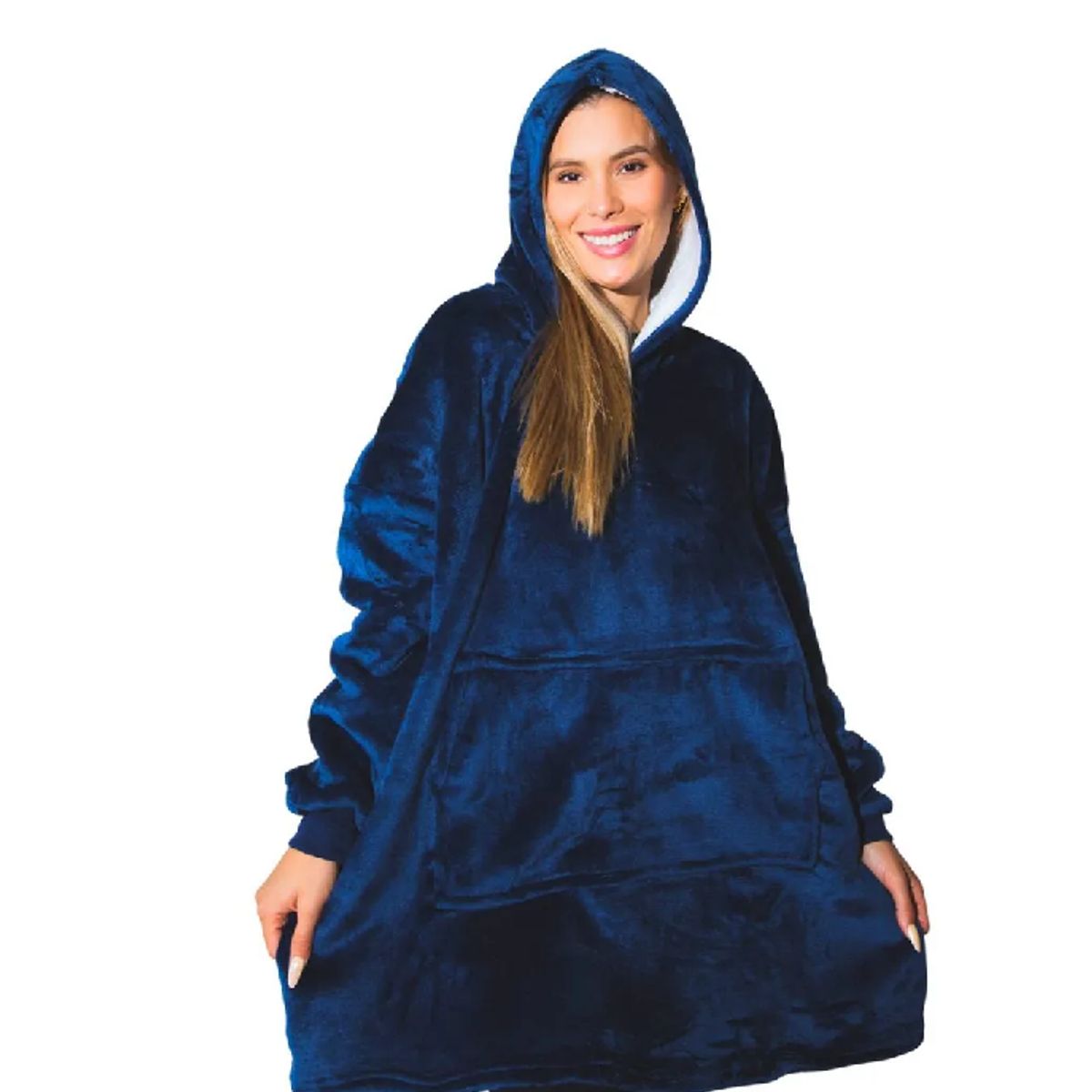 MOVI - Polerón Sherpa Con Capucha Tipo Huggle, Talla Unica, AZUL. NEGRO, GRIS,