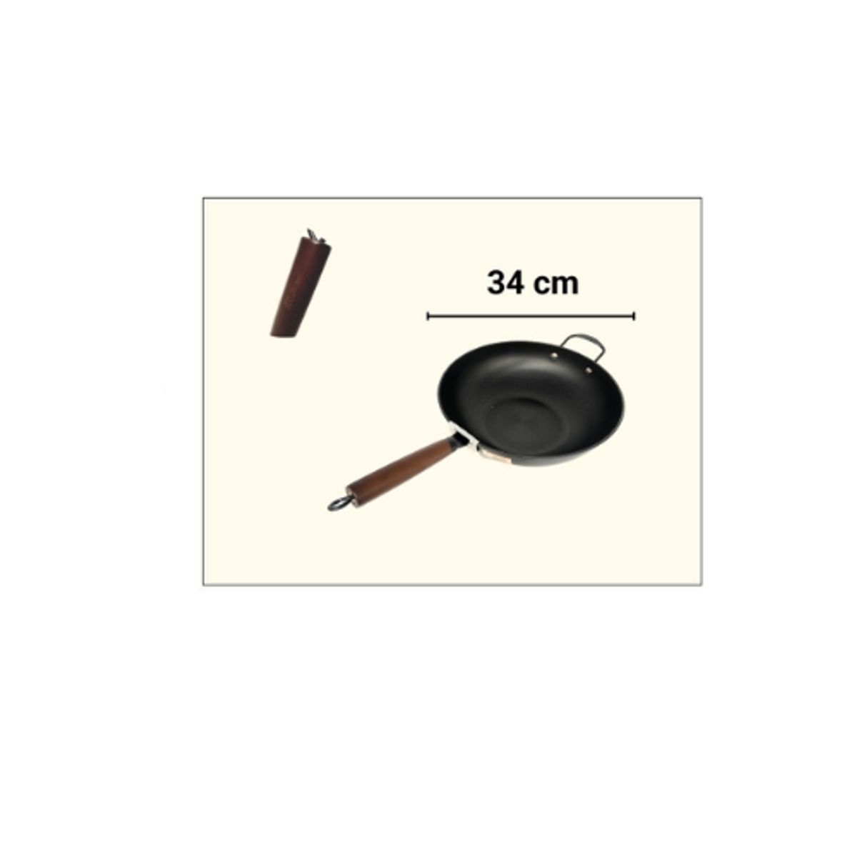 GENERICO - Sarten Wok Mango Madera 34 Cm